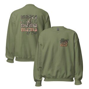Mama of Both Graphic Sweatshirt, Unisex Crewneck, Leopard Print Design, Availabl
